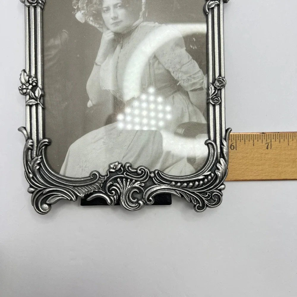 Vintage Pewter Tone Ornate Frame 5x7 Victorian Art Grandmillennial Rococo Gothic